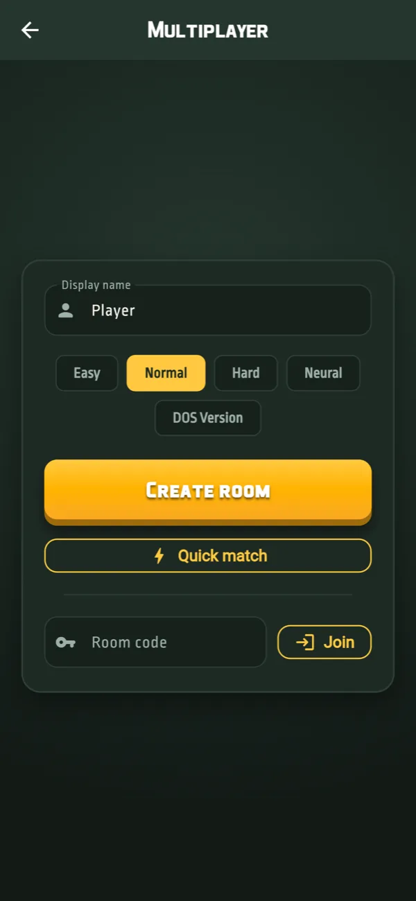 Multiplayer lobby with room code
